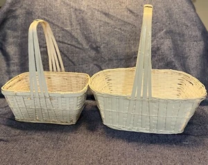 Vintage Baksets White Woven Crafting Decor Easter Spring - Picture 1 of 5