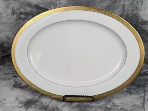 Plato para servir Mikasa Crown Jewel AK001 oro ovalado 15 1/8" hecho en Japón - Imagen 1 de 14