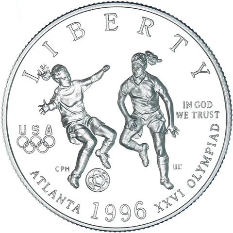 1996 S Atlanta Olympics-Soccer Proof Commemorative Half Dollar Cover