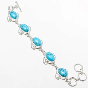 PULSERA DE JOYERÍA DE PLATA ESTERLINA 925 AZUL TURQUESA 7-8 - Imagen 1 de 3