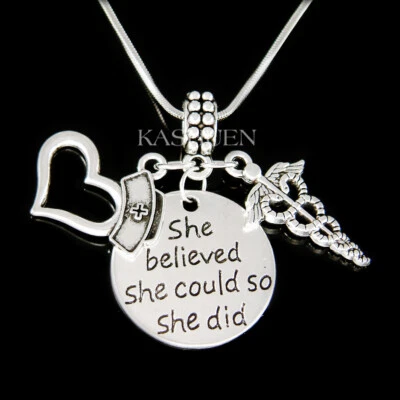 " Registered Nurse " Rn Bsn Np Lvn Lpn Caduceo Medico Diploma Regalo Collana - Immagine 1 di 4