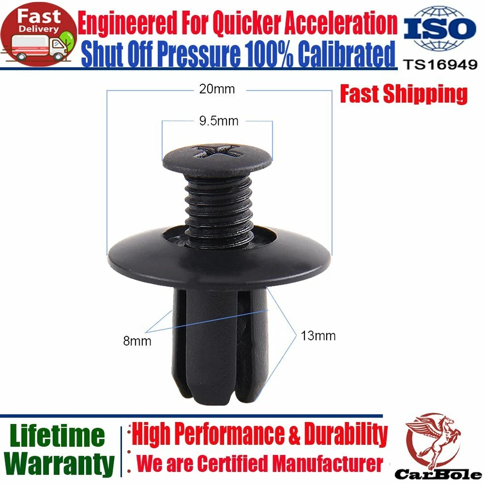 100Pcs 8mm Plastic Clip Trim Car Push Pin Rivets Bumper Fastener Panel Retainers - Image 1 of 4