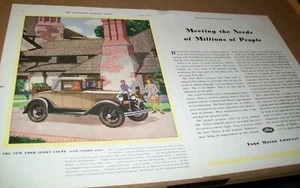 1930 Ford Model A Sport Coupe w Rumble Seat large-mag 2p car ad -"Meeting needs" - Picture 1 of 1