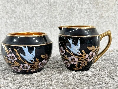 JARRA DE LECHE VINTAGE GIBSON’S AZUCARERO Y CREMA FLORES Y ADORNOS DORADOS Foto 1 de 4