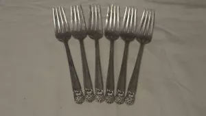 6 Silver Plate Dinner Forks 1847 Rogers Bros Eternally Yours - Picture 1 of 3