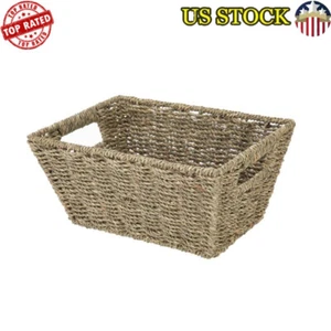 Natural Handwoven Seagrass Basket Decorative Storage Basket Home Organizer - Picture 1 of 14