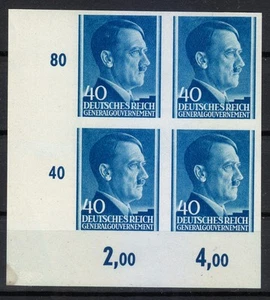 Poland Post Osten 1941 Mi 81 U Sc N86 Adolf Hitler imperforated Block of 4 ** - Picture 1 of 2