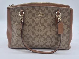 COACH Christie Carryall Signature Large Brown Classy Handbag F36721 - Picture 1 of 16