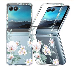 For Motorola Razr 50 40 Ultra ShockProof Flower Clear Hard PC Folding Case Cover - Picture 1 of 18