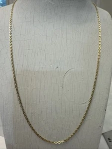 Solid 14k Yellow Gold Chain Necklace 24 Inches - Picture 1 of 11