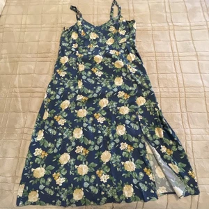Old Navy Slip Dress Womens XL Navy Floral Smocked Back Cottage Core Fairy NWT - Picture 1 of 17