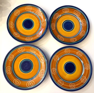 Pier 1 Italian Swirl Salad Dessert Plates 7 3/4” Colorful Set of 4 8in - Image 1 of 3