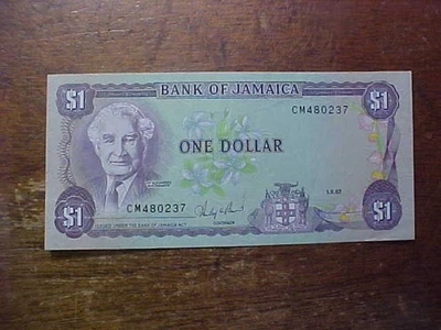 1987 JAMAICA ONE DOLLAR BANKNOTE ~ UNCIRCULATED! - Image 1 of 2