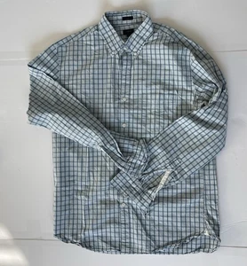 Camisa J.Crew Para Hombres L Azul Blanco A Cuadros Botones Calce Ajustado Guinga - Imagen 1 de 4