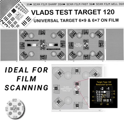 Hi Res Type 120 6x7, 6x9 Focus/Sharpness  Checker Chart for Camera Scanning   - Image 1 of 4