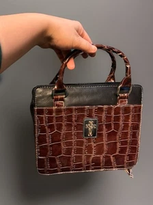 Christian Art Faux Croc Bible Tote Carry Case Purse Handles Style Large 2009 Y2K - Picture 1 of 4