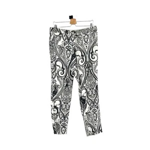 Etro Cady Pants White and Black Paisley Print Trousers Size 44 / US 8 - Picture 1 of 8