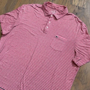 Vineyard Vines Poloshirt Herren 3XB Rosa Streifen Edgartown Baumwolle Stretch Wal - Bild 1 von 10