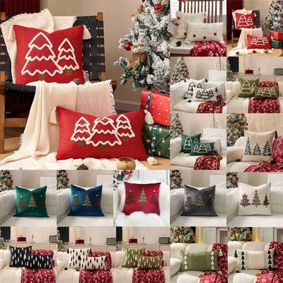美国圣诞树靠垫套冬季枕套圣诞沙发家居装饰流苏 — 第 1/4 张图片