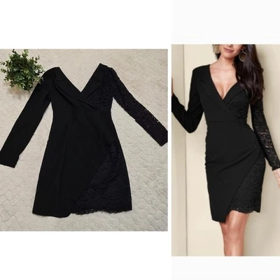 Vestido de Noche VENUS Negro Encaje Detalle Sobrepelliz, Talla 2 Foto 1 de 4