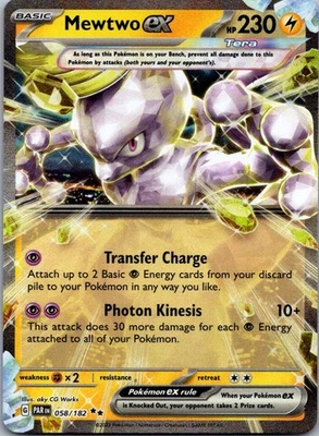 Mewtwo ex 058/182 SV04: Paradox Rift Double Rare Holo NM - Image 1 of 2