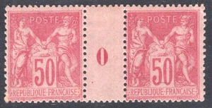 FRANCE / SAGETYPE / Y&T # 104 GUTTER PAIR MILLESIME 0 (1900) MINT MH / CV $980 - Picture 1 of 3
