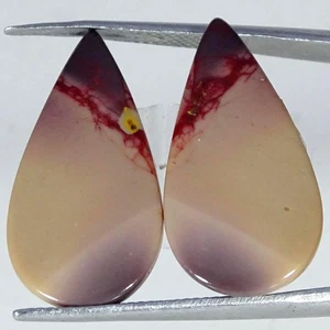 14.30Cts AAA Natural Polygram Jasper Pair Pear Cabochon Gemstone 13X24X4MM - Picture 1 of 4
