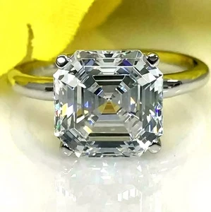 Anillo solitario de diamantes blancos apagados certificado de 3,60 quilates declaración de plata 925 - Imagen 1 de 3