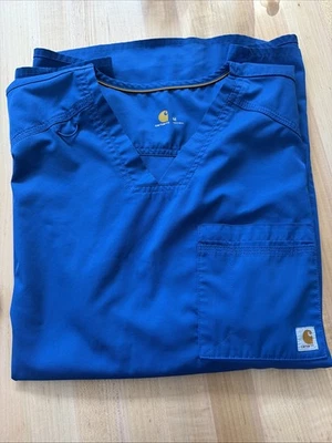 Carhartt Scrub Top Mens Medium Blue Short Sleeve V Neck - Image 1 of 4