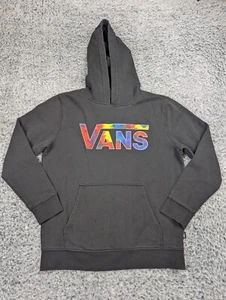 Vans Hoodie Boys Large Black Pullover Sweatshirt Chore Skater Casual Logo Street - Picture 1 of 6