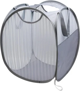 Solid Mesh Popup Laundry Hamper, Foldable Lightweight Basket, 16" H, Grey - Picture 1 of 12
