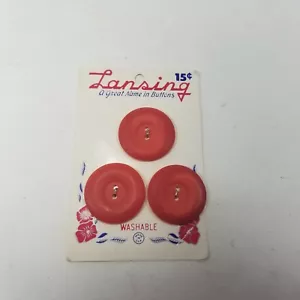 Vintage Lansing Buttons Two Hole Flat New Old Stock Red Circle MCM - Picture 1 of 5