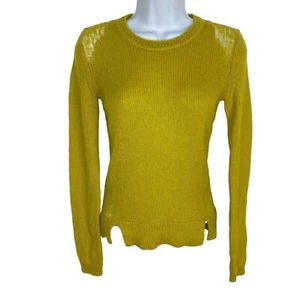 Rachel Roy Sweater Women's XS Mohair Blend Yellow Knit Long Sleeve Crew - Picture 1 of 11