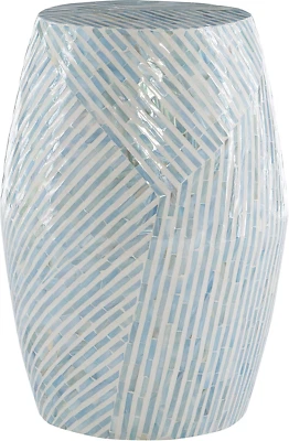 Ivory and Blue Capiz Drum Tylin Accent Table - Image 1 of 4