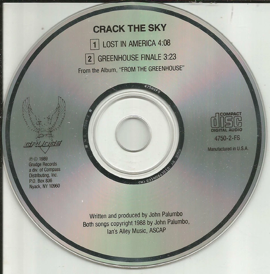 JOHN PALUMBO Uncle Louie CRACK THE SKY Lost America /Greenhouse PROMO CD Single - Image 1 of 1