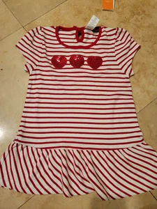 NEW Gymboree Girls size 7 long top red white sequin heart striped tunic NWT - Picture 1 of 1