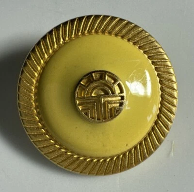 1  Designer ESCADA LAUREL Knopf Metall Emaille Gelb Gold mit Logo 30 mm Mantel - Bild 1 von 2