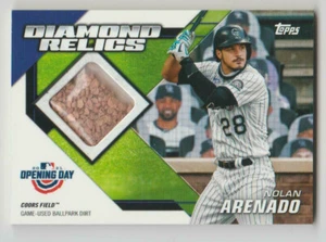 NOLAN ARENADO 2021 Topps Día Inaugural RELIQUIAS DE DIAMANTES Tarjeta de Suciedad Usada en Juego #DR-NA - Imagen 1 de 2