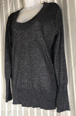 Negro Brillo Brillante Vintage Suéter Manga Larga Vacaciones Ocasión Especial  Foto 1 de 4