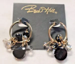 Birch Hill schwarz und klar facettiert Stein Gold Reifen Ohrringe - Bild 1 von 3