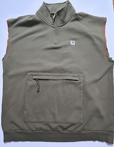 BRIXTON Alton 1/4 Zip Sweatshirt Vest XXL * Olive Mock Neck* See Cut off sleeves