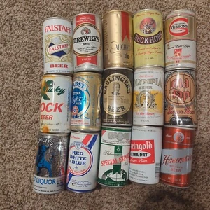 Vintage Beer Can Lot Falstaff Huensyein Schlitz Buckhorn Old Tap Gibbons Pabst - Picture 1 of 5