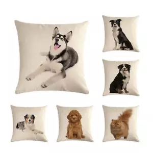 Cute Pet Dogs/Cats Printing Cushion Cover Square Pillowcase Home Decorative Soft - Picture 1 of 32