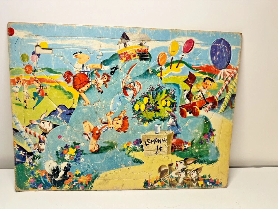 Vintage Puzzle Tray Jack & Jill Frame 1950s No 500 Built Rite Sta N Place 11x15  - Image 1 of 4