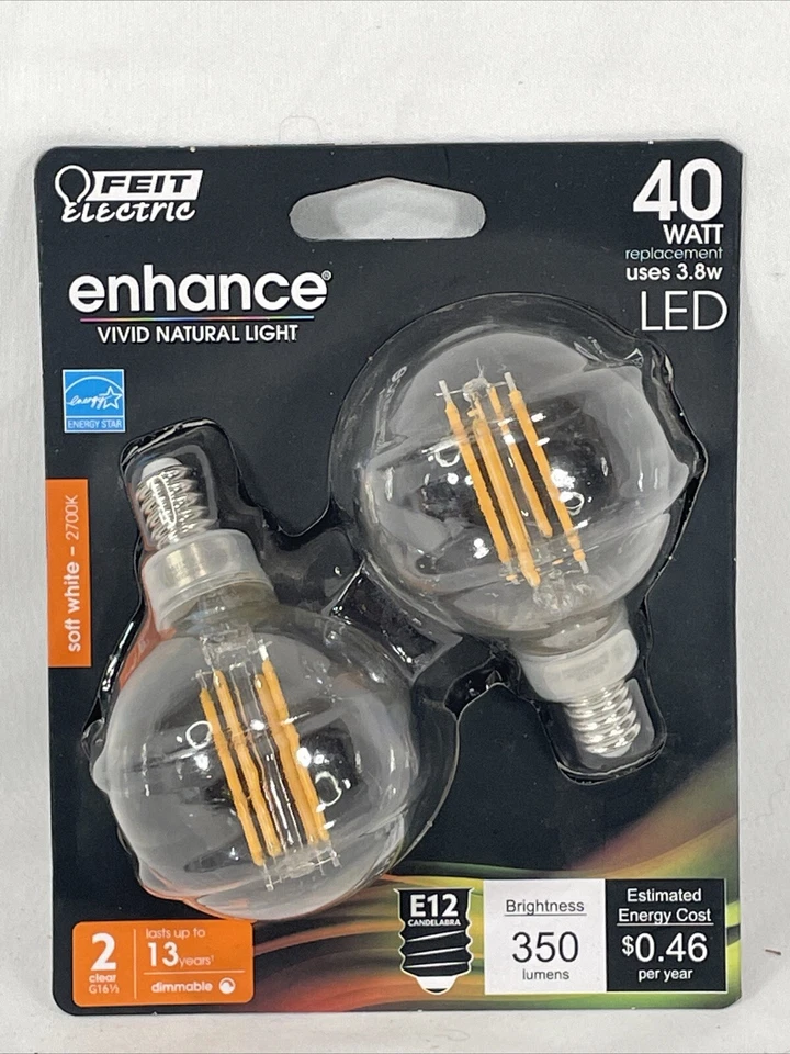 Feit Electric Enhance Vivid Natural 3.8W LED Light Bulb 40 Watt E12 Dim - Image 1 of 1