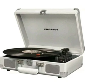 Crosley Cruiser Deluxe 3-Speed Bluetooth Record Player, White Sand -Lightly Used - Picture 1 of 8