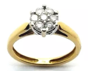 Mujer / Mujer, 18ct/18carat Oro Amarillo Diamante Anillo, Tamaño Ru J 1/2 - Imagen 1 de 9