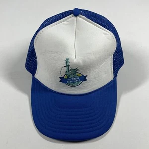 Vintage Nissin Adult Hat Blue Trucker Snapback The Comedy Resistance Rear Mesh - Picture 1 of 10