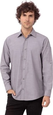 Chef Works Men's Chambray Shirt Gray Color - Image 1 of 4