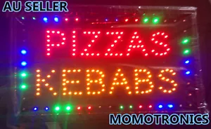 LED NEON PIZZA KEBAB PIZZAS KEBABS Sign for SHOP,HOME,BUSINESS SIZE:55CM X 33CM - Picture 1 of 1
